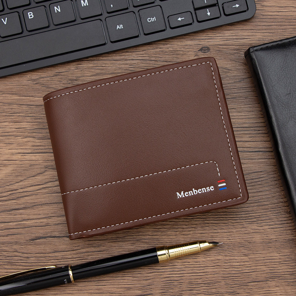 Men's Short Simple Business Multiple Slots Zipper Bags