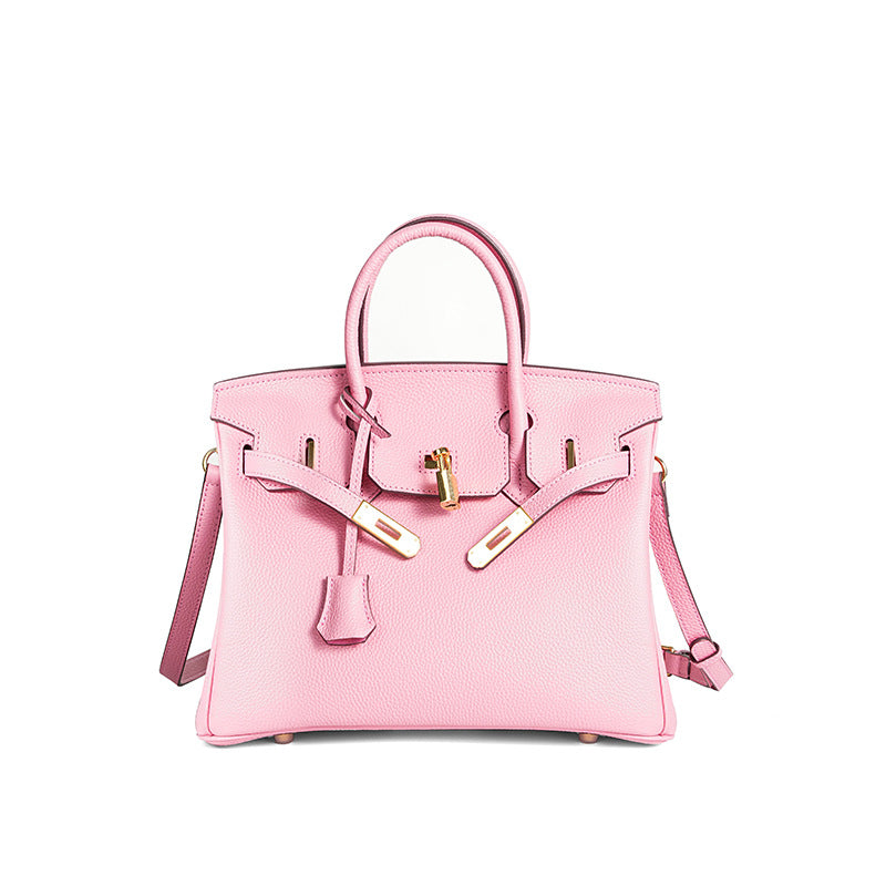 Women's Line First Layer Cowhide Handmade Litchi Grain Handbags