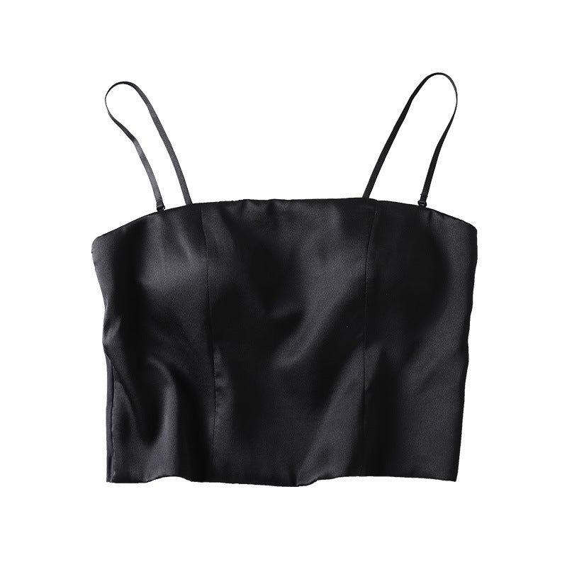 Strap Tube Top Female Simple Glossy Mulberry Tanks Camis