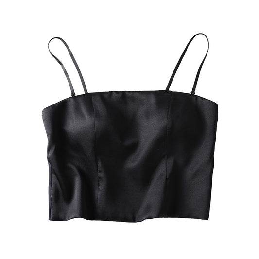 Strap Tube Top Female Simple Glossy Mulberry Tanks Camis