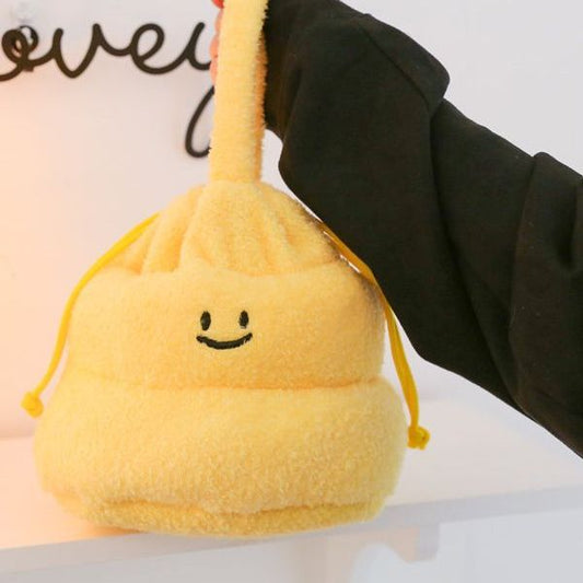Portable Plush Female Cute Funny Niche Drawstring Cake Handbags