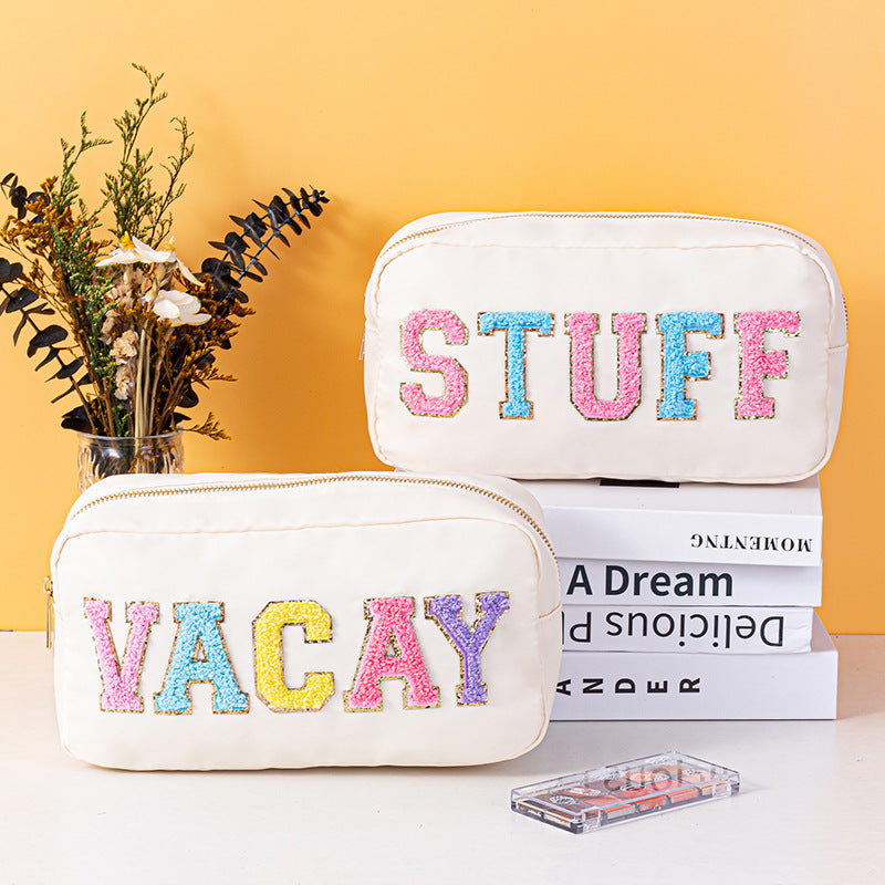 Lettered Make-up Portable Large Capacity Storage Nylon Breathable Makeup Bag