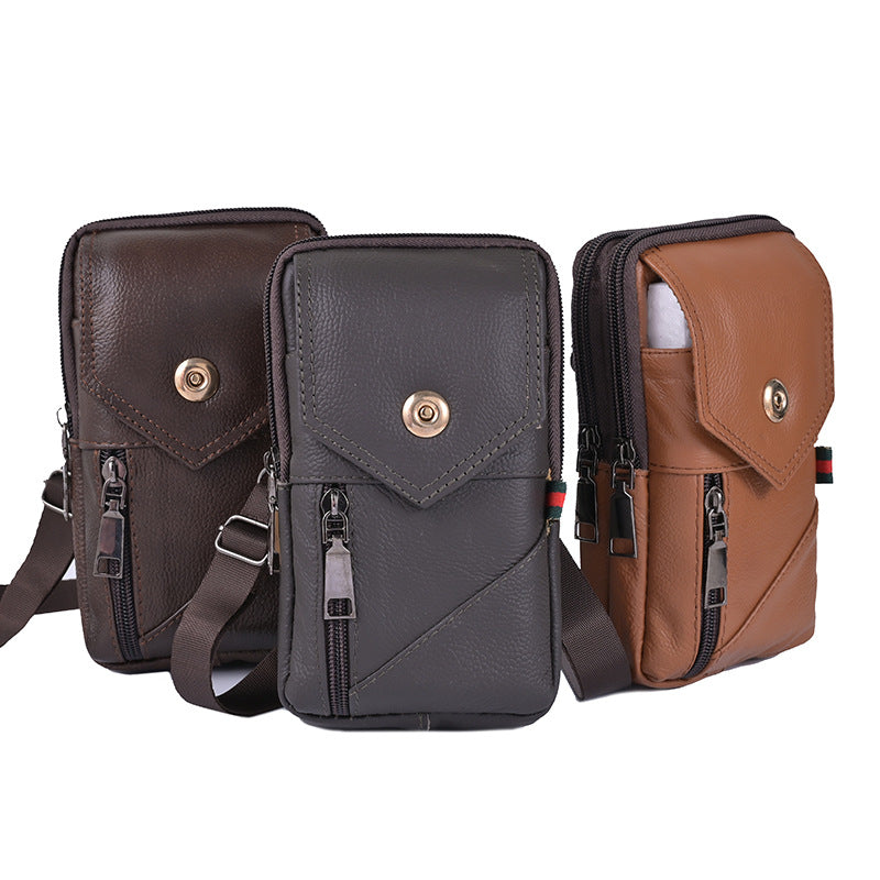 Men's Leather Vertical One Outdoors Across Mobile Men's Waist Packs