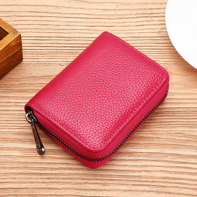 Women's & Men's & Cowhide Expanding Swiping Large Capacity Card Holder