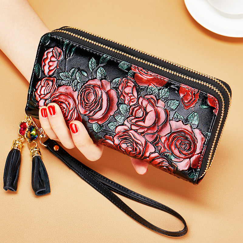 Women's Long Zipper Elegant Fashion Leather Large Capacity Ladies Wallet