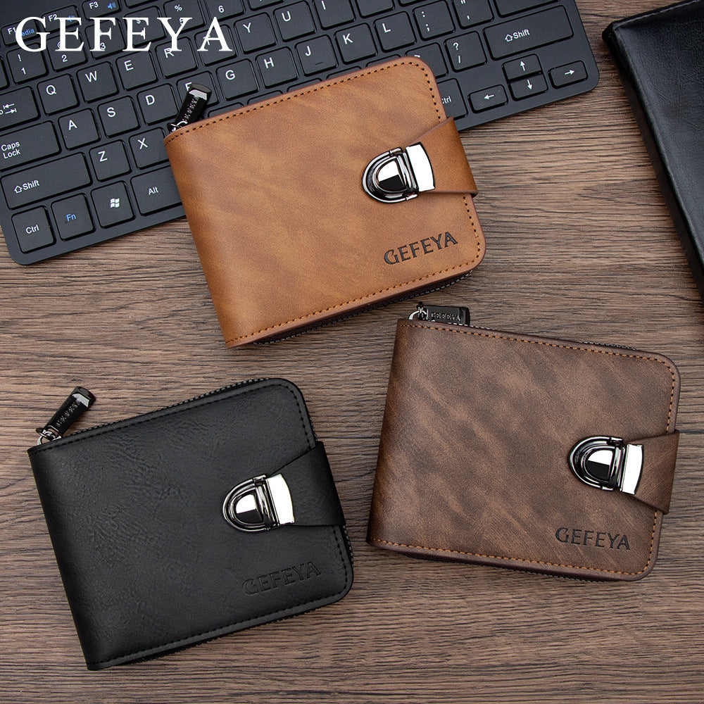Men's Short Business Zipper Multiple Slots Large Capacity Men's Wallet