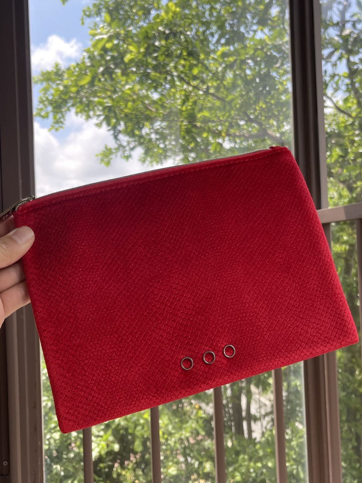 Red Silk Satin Portable Storage Multifunctional Cosmetic Bags