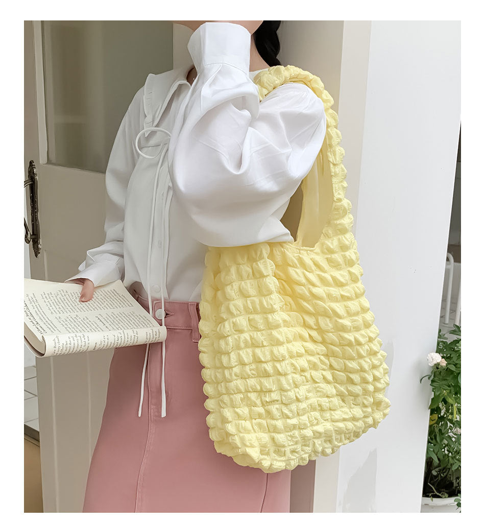 Women's Waffle Large Capacity Bubble High Sense Women's Shoulder Bag