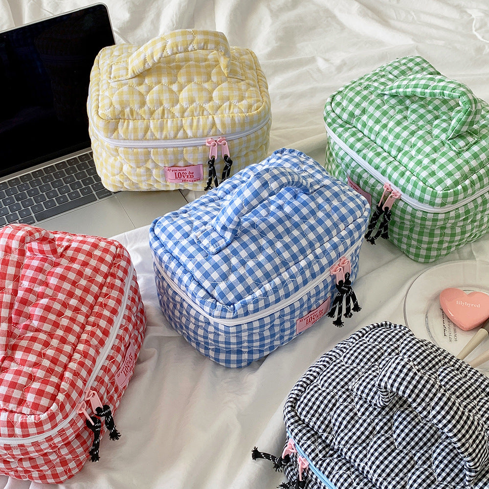 Portable Large Capacity Color Plaid Storage Bags