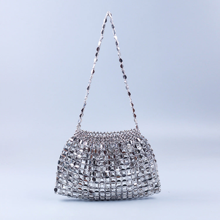 Flat Beads Beaded Weave Large Dumplings Shoulder Bags