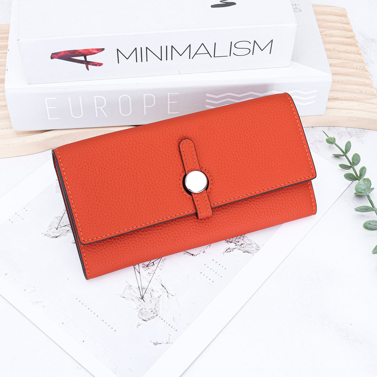 Women's Fashion Long Genuine Leather Design Clutch Large Ladies Wallet