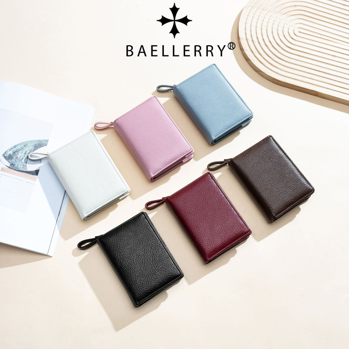 Women's Color Lychee Pattern Multiple Slots Soft Leather Ladies Wallet
