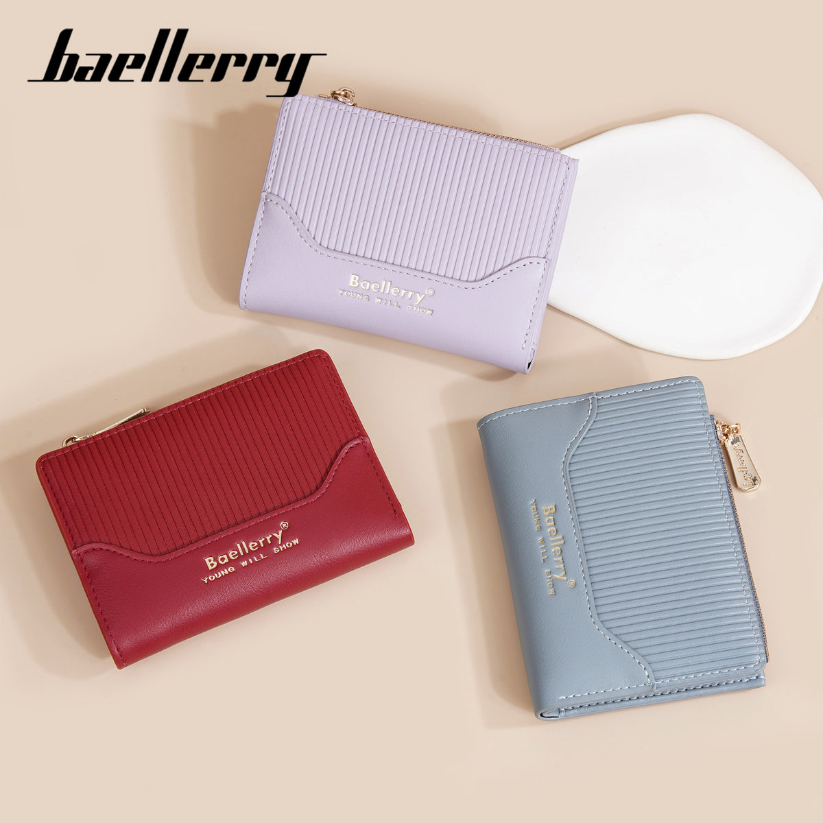 Women's Short Plaid Stitching Zipper Fashion Ladies Wallet