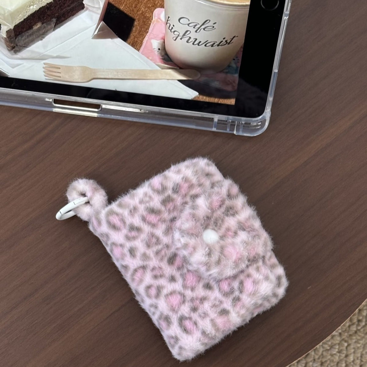 Mini Female Pink Leopard Print Out Shopping Makeup Bag
