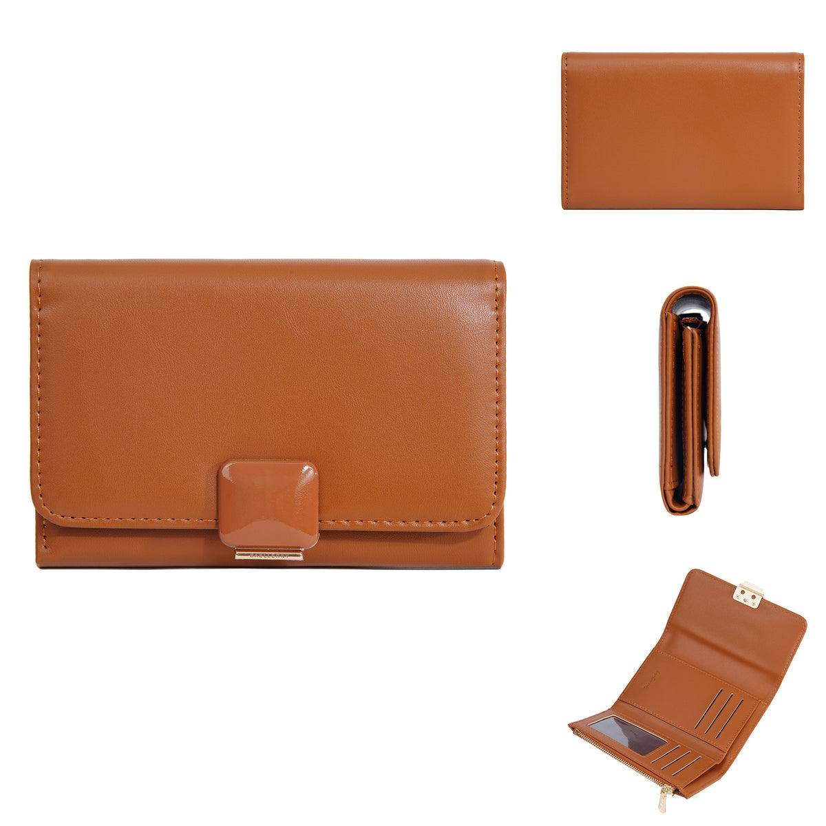 Women's Korean Style Multiple Slots Zipper Mid-length Coin Purses