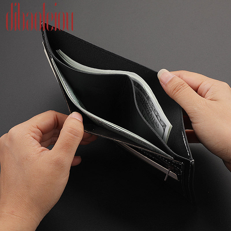 Men's Crazy Horse Leather Pattern Retro Fashion Men's Wallets