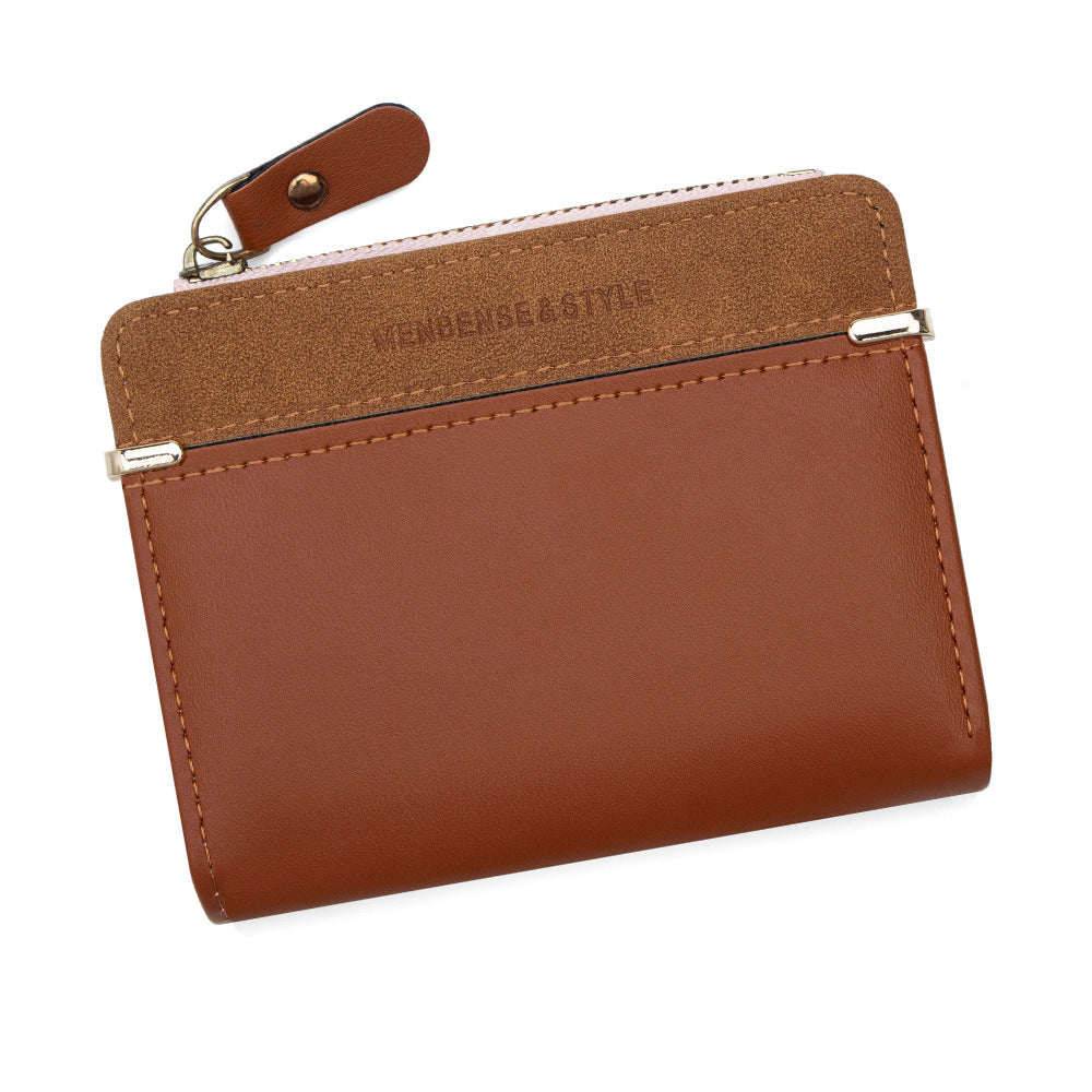 Elegant Women's Korean Simple Zipper Short Coin Purses