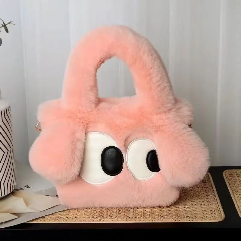 Children's Big Eye Dog Plush Chain Imitate Rex Rabbit Tote Bags