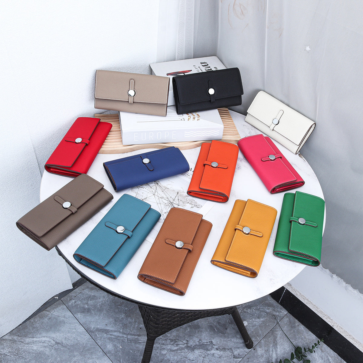 Women's Fashion Long Genuine Leather Design Clutch Large Ladies Wallet