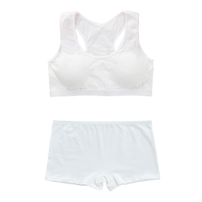 Children's Cotton Solid Color Bandeau Sling Wireless Vest Lingerie Sets