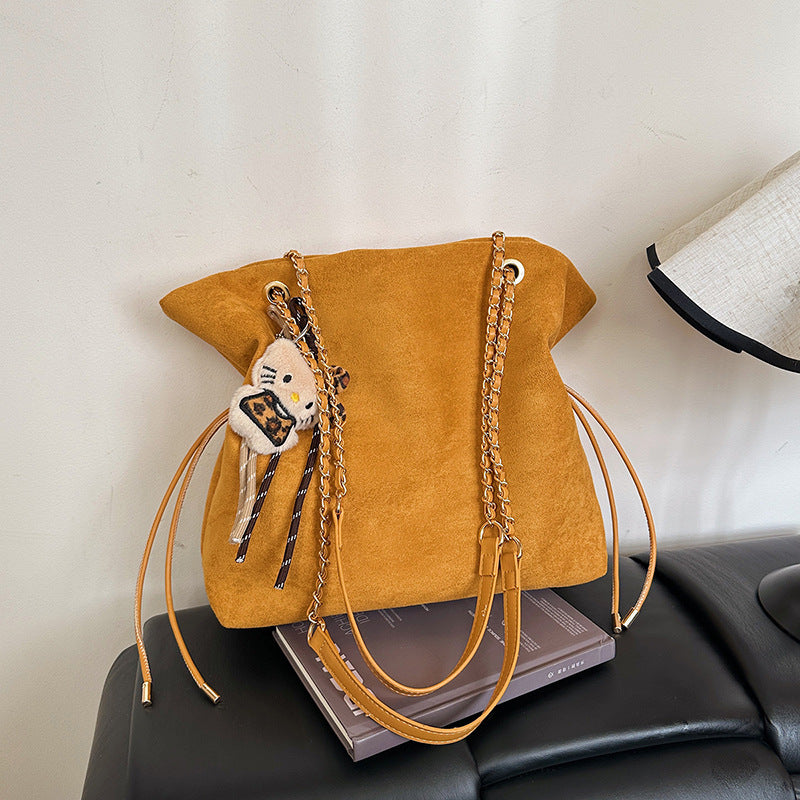 Women's Commuter Large Capacity Suede Vintage Trendy Underarm Drawable Women's Shoulder Bag