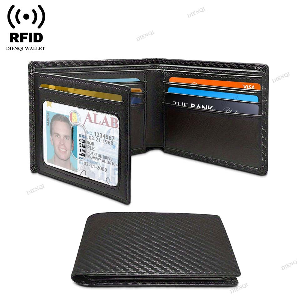 Men's Loose-leaf Multiple Slots Carbon Fiber Thin Men's Wallet