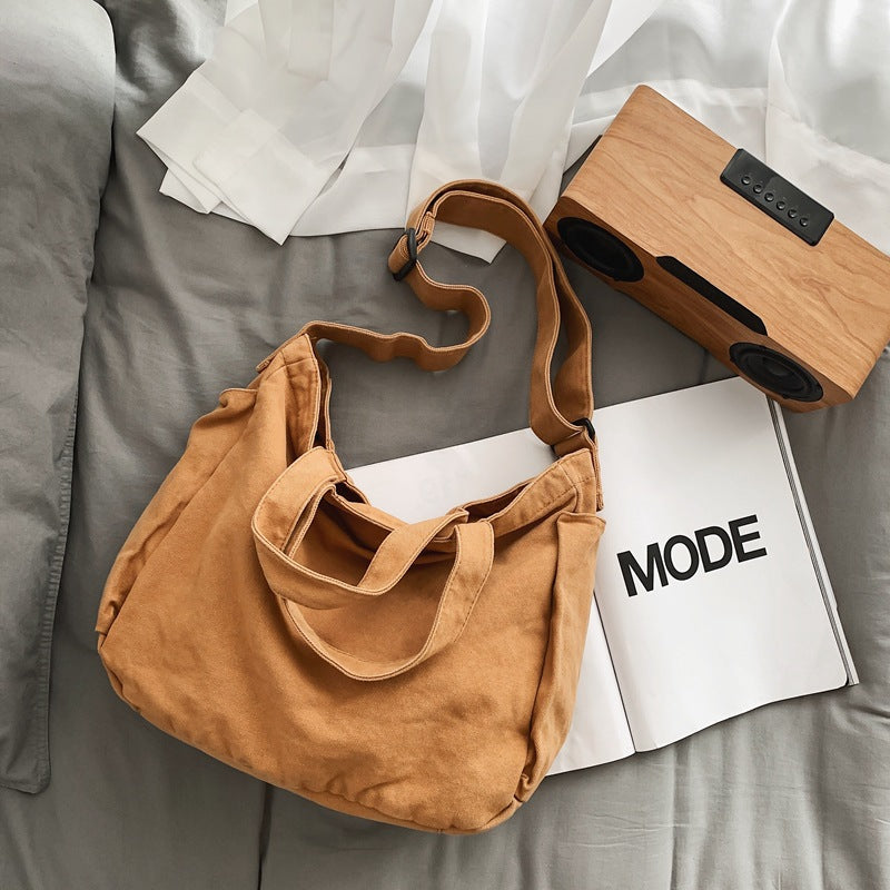 Women's Washed Canvas Large Capacity Totes Idle Style Shoulder Bags