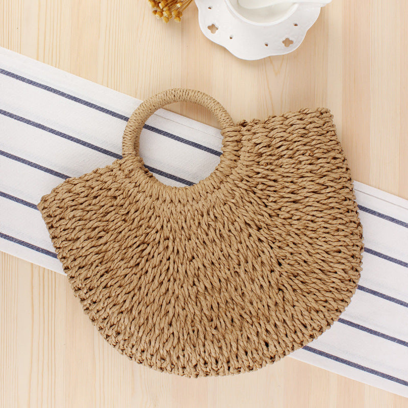 Style Simple Hand Carrying Straw Solid Color Handbags