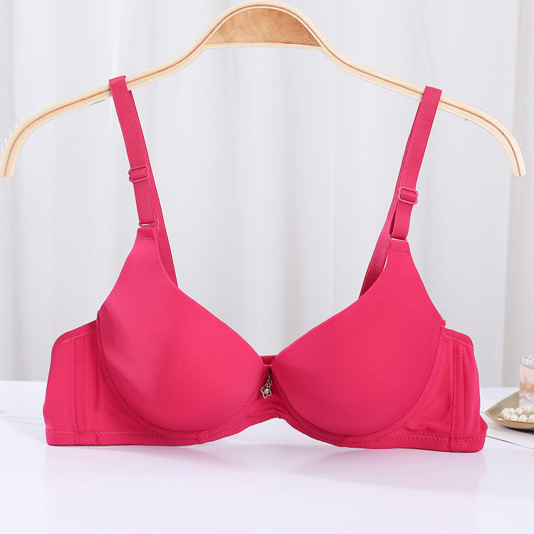 Women's Glossy Solid Color Adjustable Push Up Everyday Bras