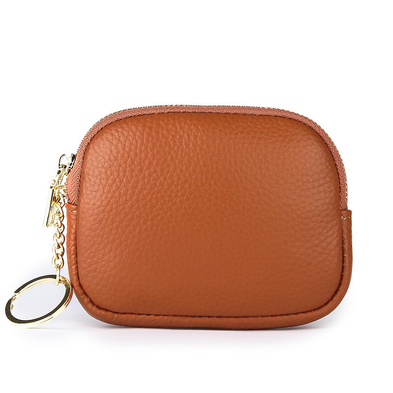 Women's Layer Cowhide Candy Color Storage Mini Coin Purses