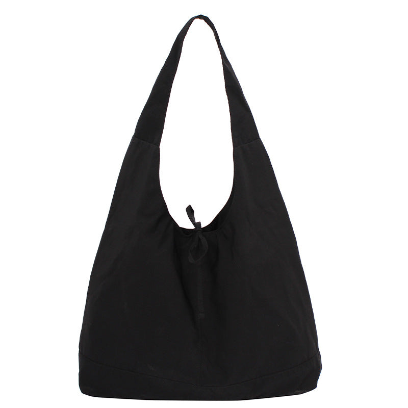 Capacity Simple Plain Bow Canvas Idle Style Commuter Tote Bags