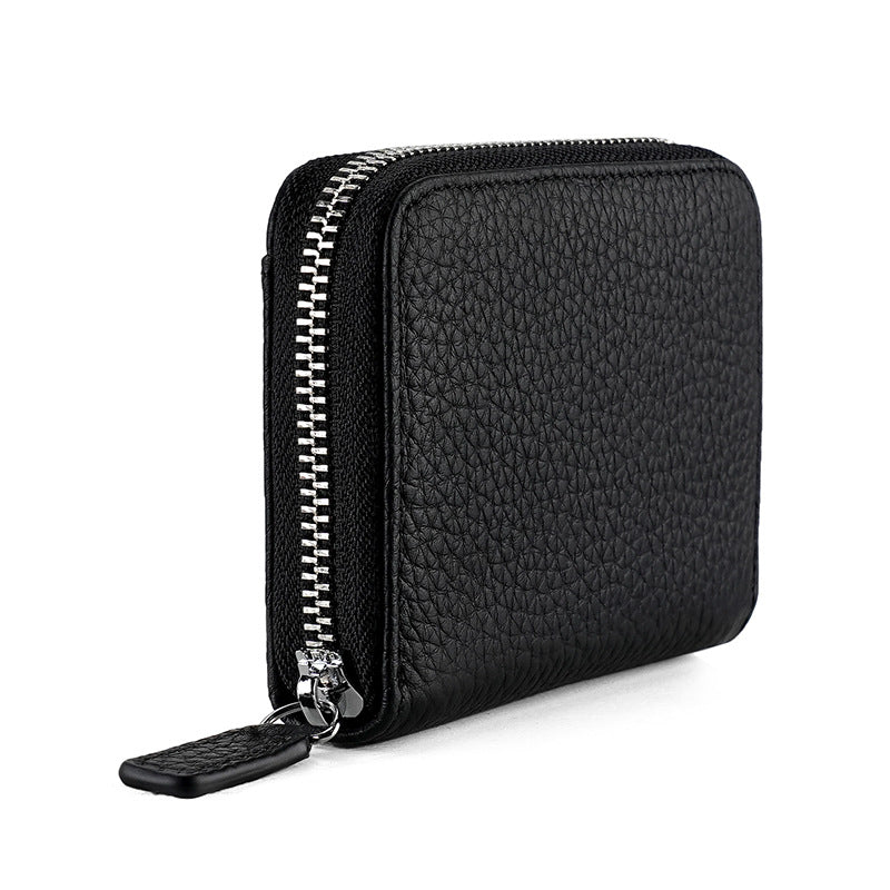 Women's & Men's & Multifunctional Leather Organ Clamp Cowhide Card Holder