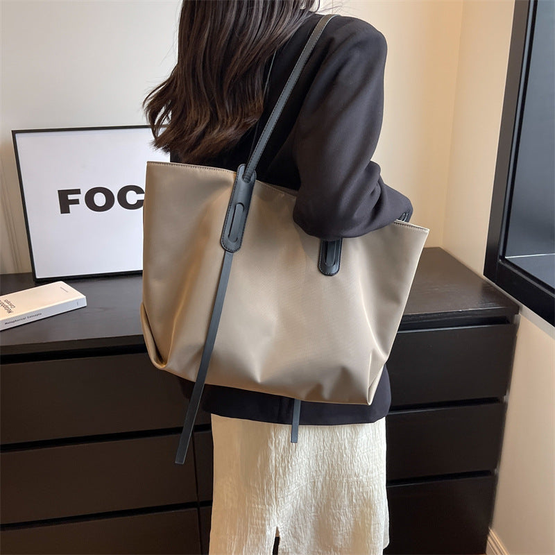 Cloth Solid Color Retro Large Capacity Simple Women's Shoulder Bag
