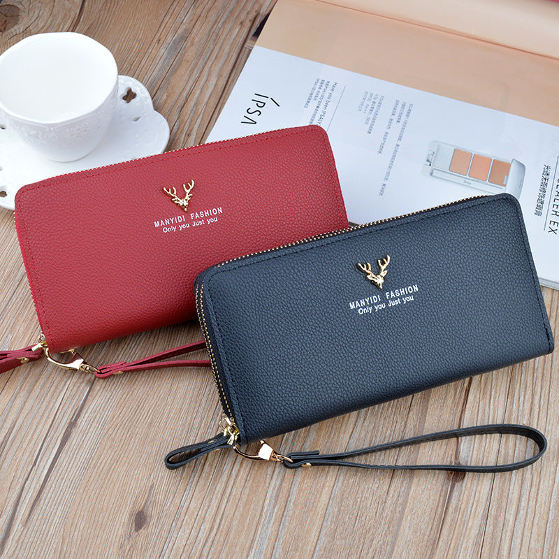 Women's Long Clutch Double Zipper Fashion Simple Large Phone Bags