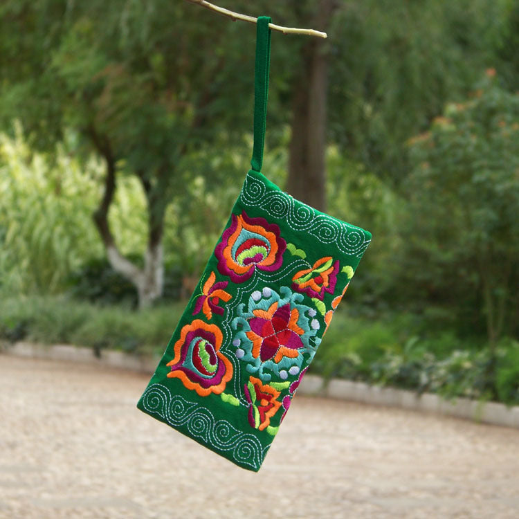 Flower Canvas Embroidered Clutch Tea Coffee Bags