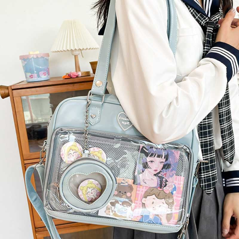 Female Soft Cartoon Transparent College Style Crossbody Bags