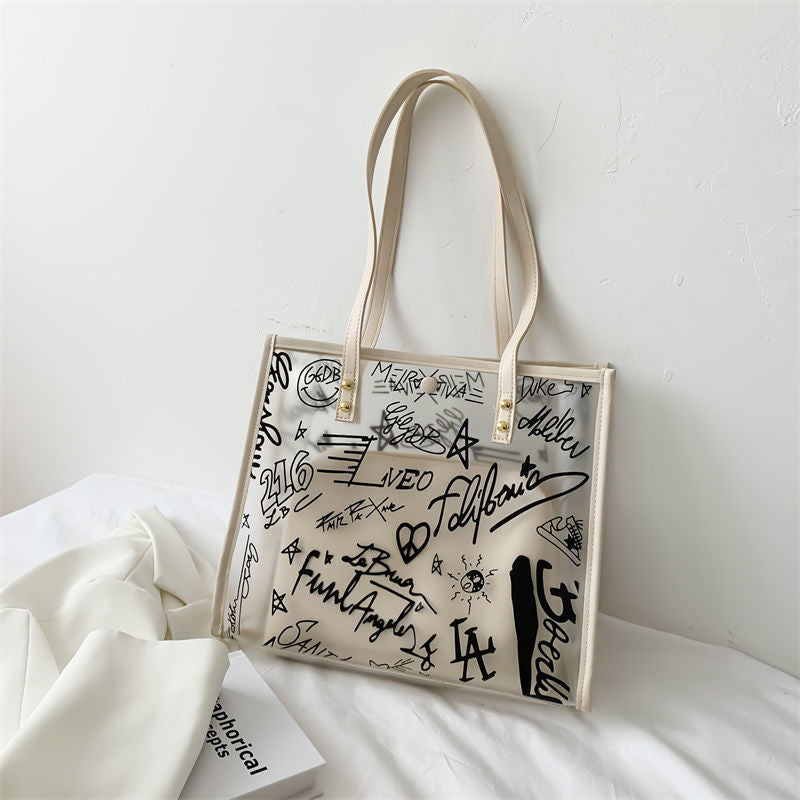 Versatile Transparent Family Waterproof Class Commuter Handbags