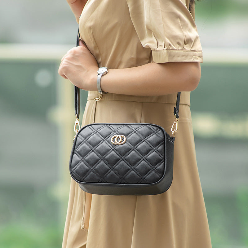 Zipper Fashion Simple Diamond Plaid Heart-shaped Wave Bags