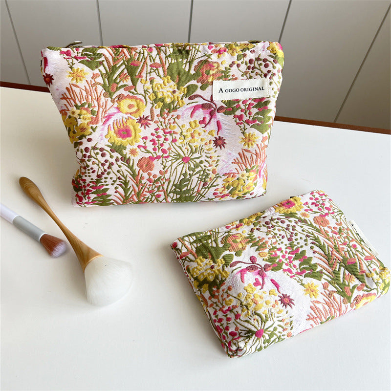 Cluster Hand-held Portable Canvas Storage Skin Care Makeup Bag