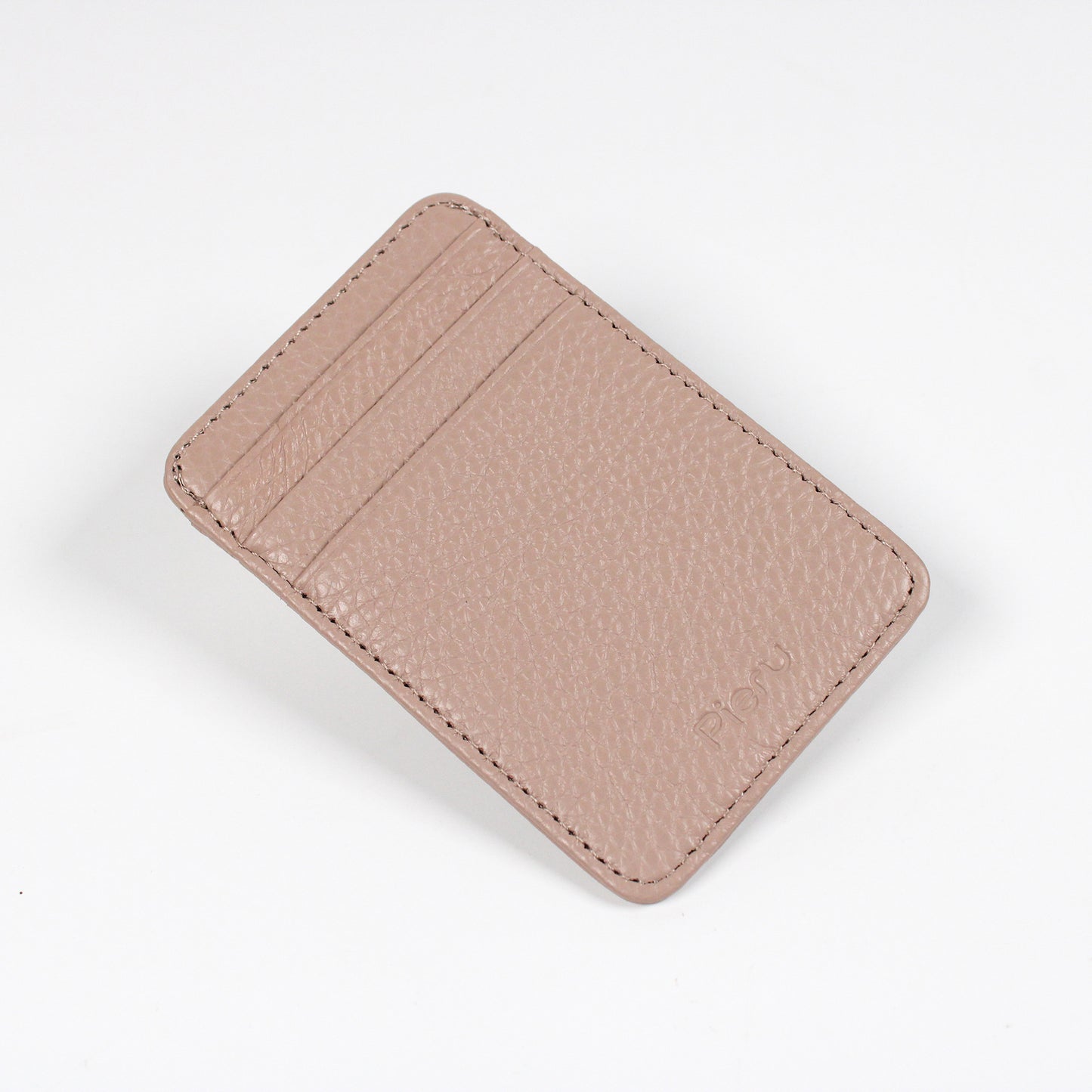 Top Layer Leather Lychee Pattern Vertical Card Holder