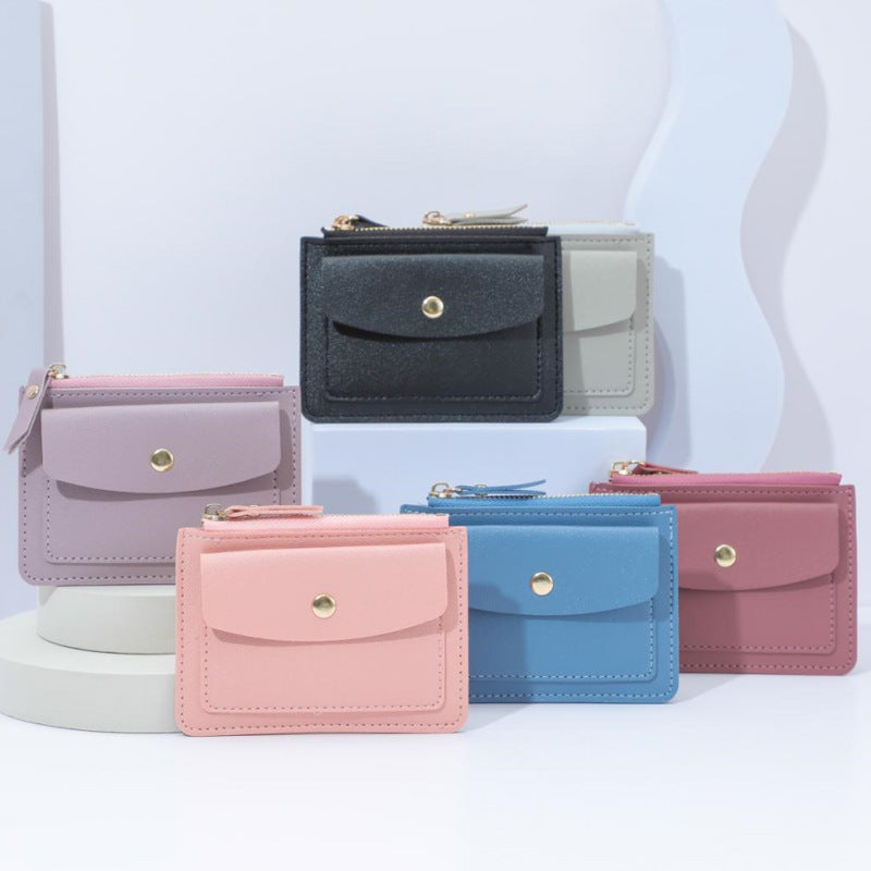 Classic Multifunctional Zipper Multiple Slots Leather Card Holder