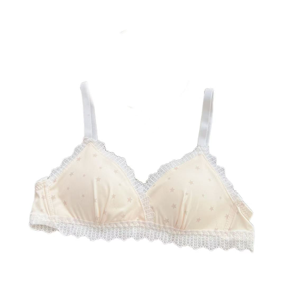 Triangle Cup Lace Trim Underwear Female Thin Small Breast Bras
