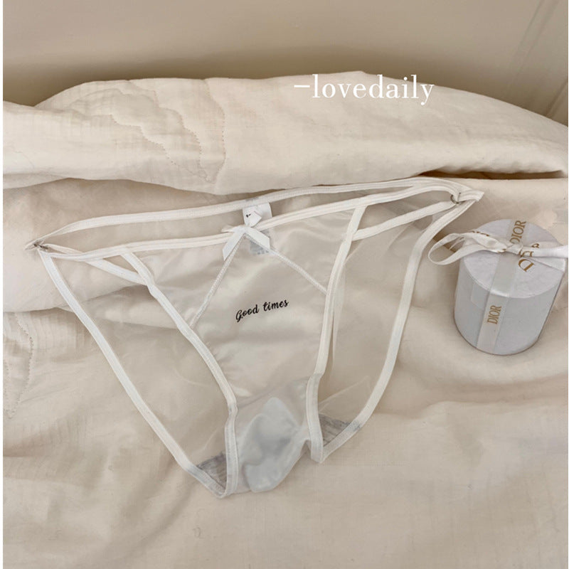 Women's Low Waist High Slit Sexy Briefs Summer Thin Milk Panties