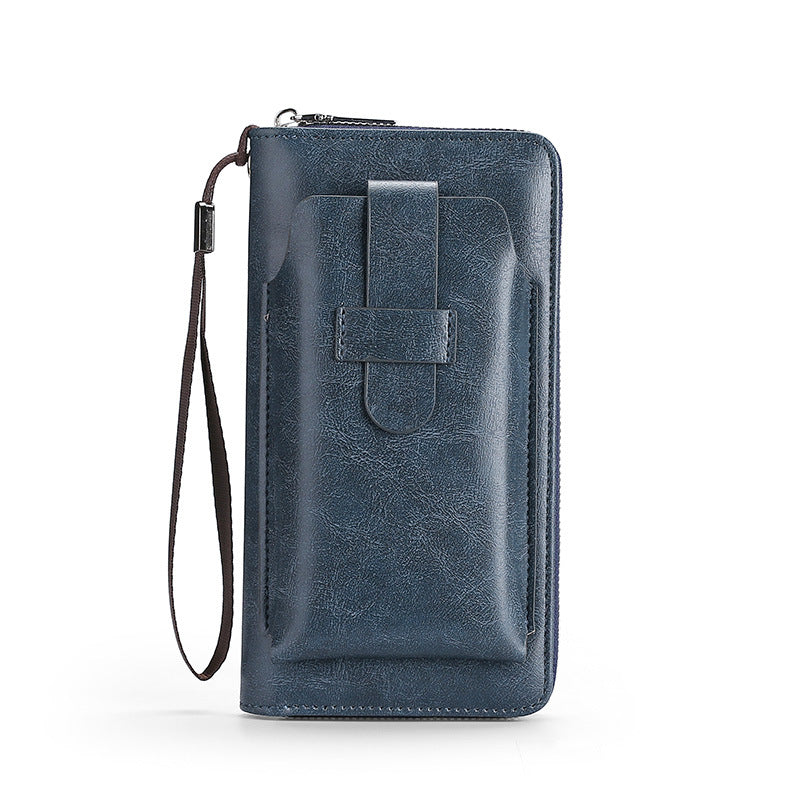 Men's Long Korean Style Green Change Zipper Mobile Fashion Men's Wallet