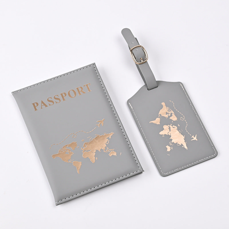 Trend Map Bronzing Passport Cover Tag Ticket Luggage