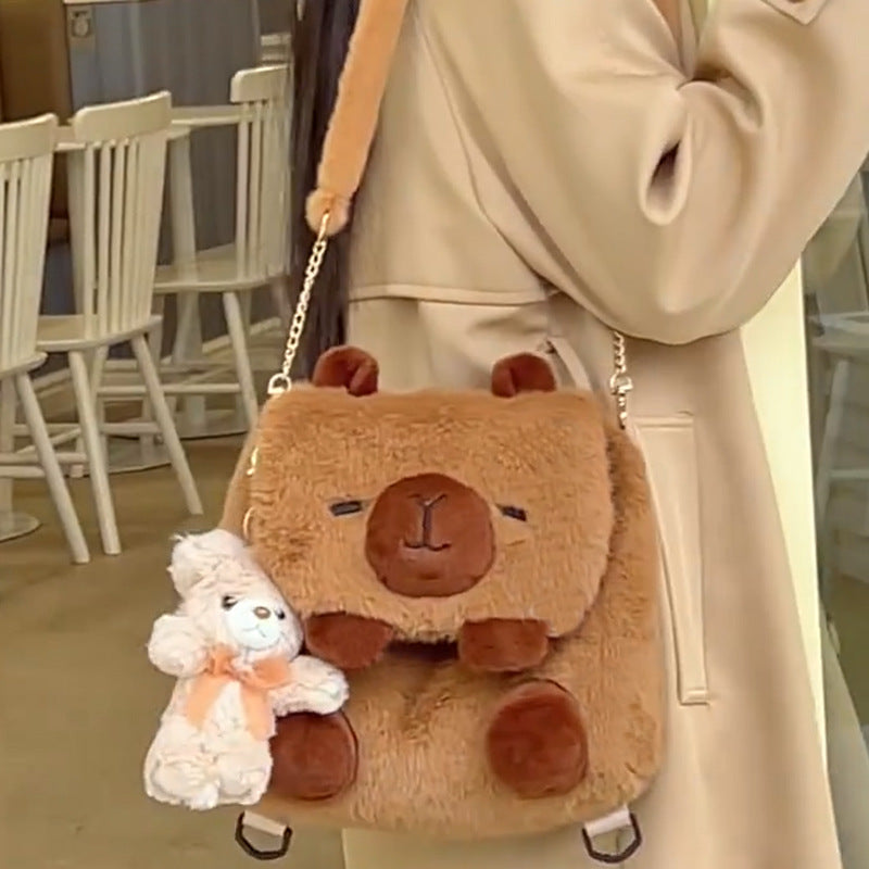 Creative Cute Cartoon Capybara Plush Female Backpacks