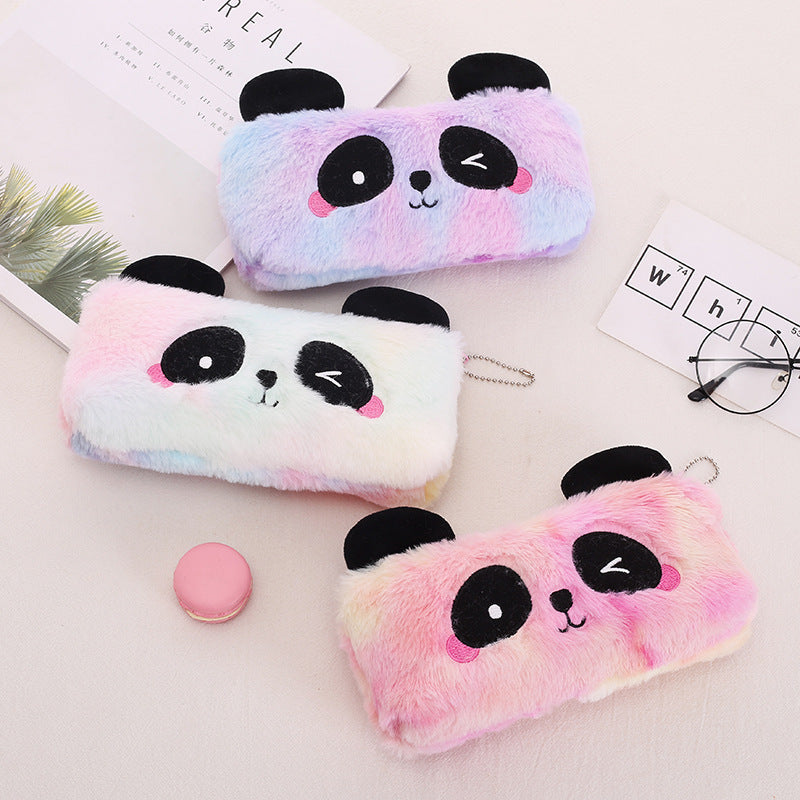 Lesser Panda Gradient Plush Zipper Pencil Creative Bags