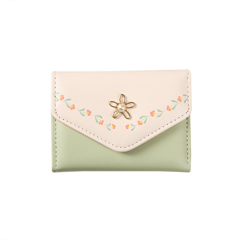Women's Korean Style Stitching Fashion Simple Short Coin Purses