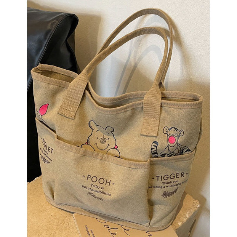 Retro Female Large Capacity Canvas Class Book Shoulder Bags