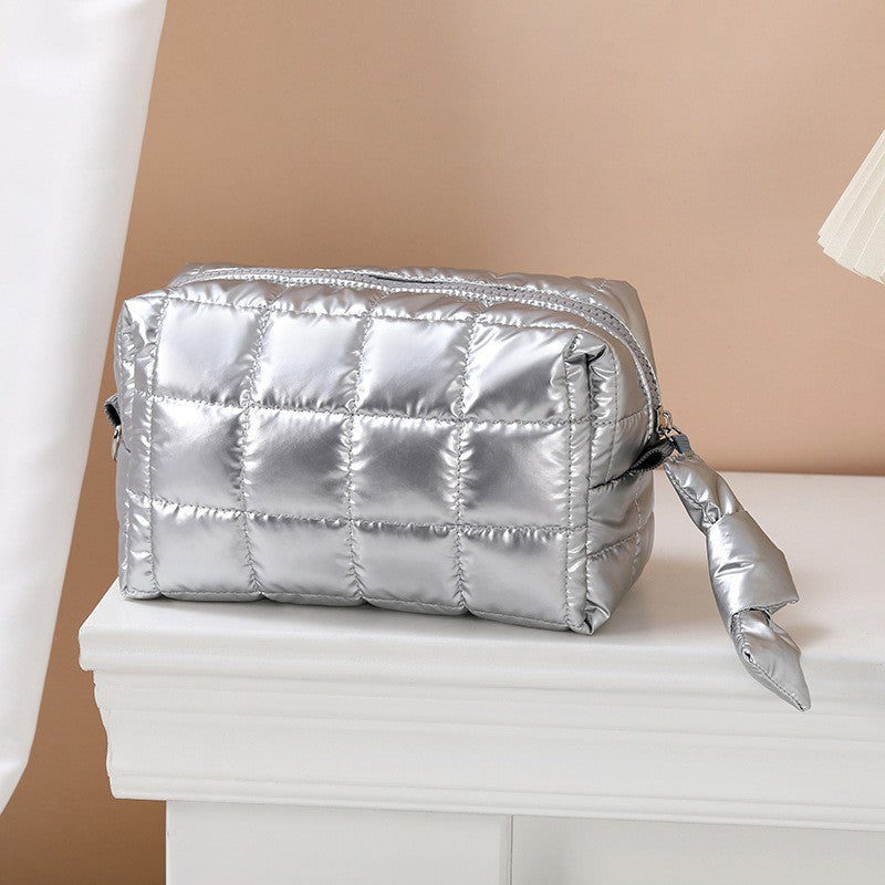 Embroidered White Storage Space Cotton Jacket Makeup Bag